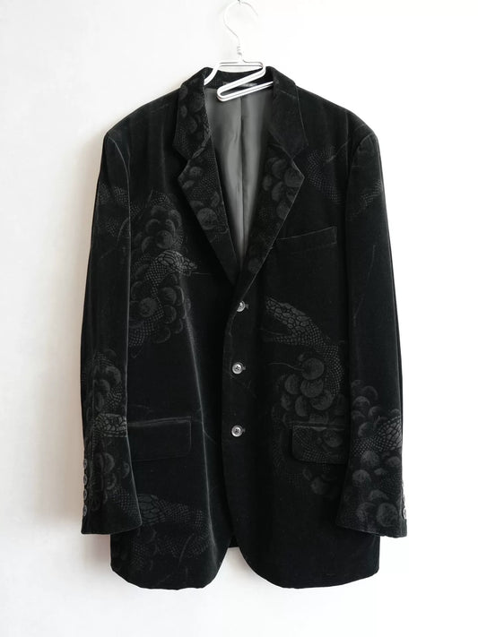 yohji yamamoto velvet jacket with grapes design