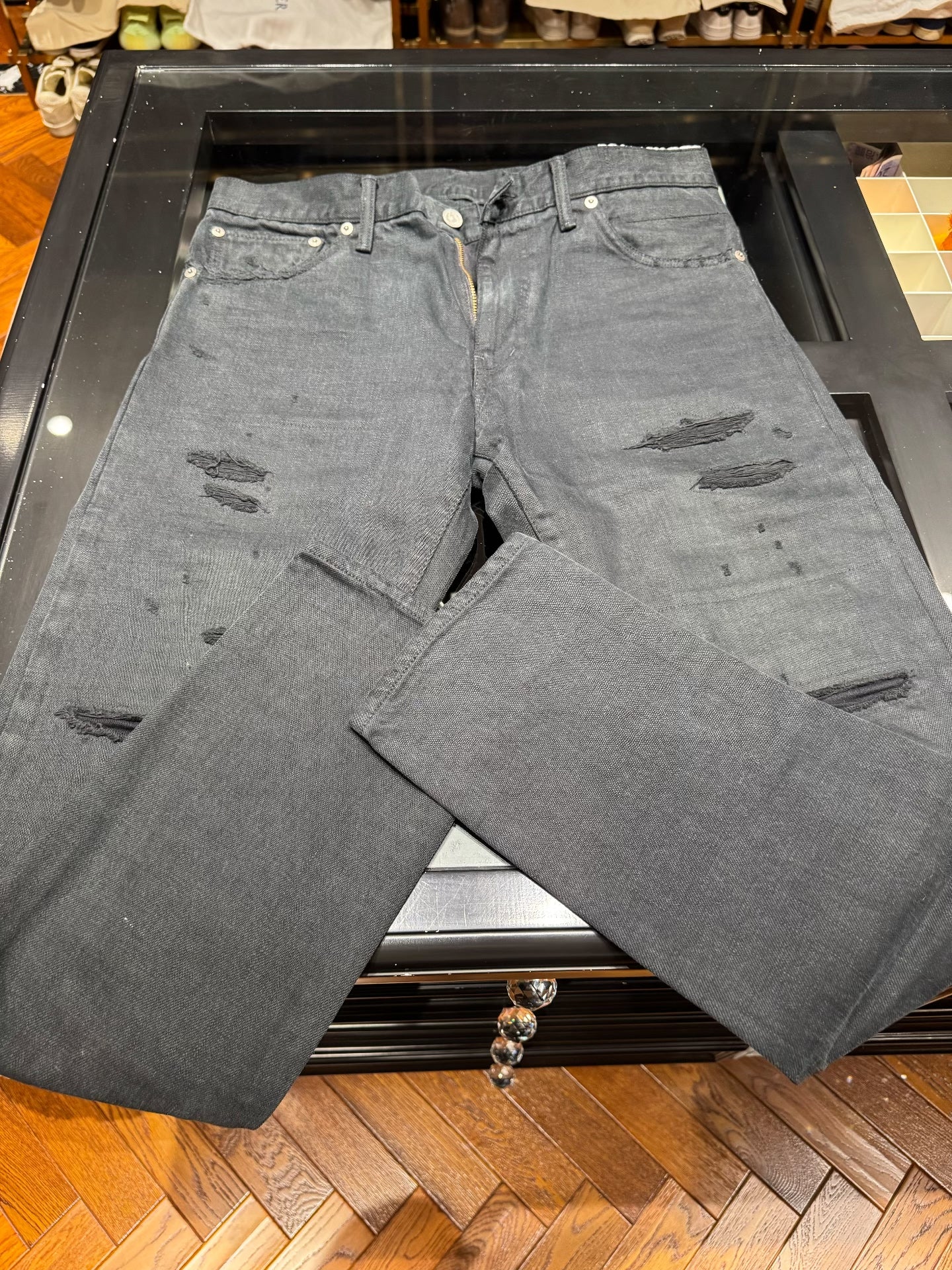 Visvim 12D17 Dark Gray Distressed Jeans