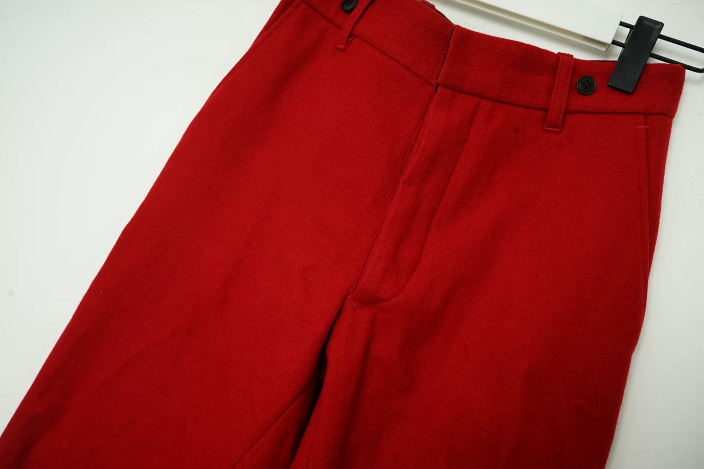 Dries Van Noten Wool Red Straight-Leg Pants