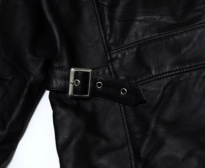 black calf leather rider jacket