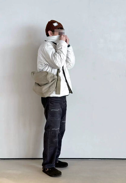 nanamica reversible down cardigan in ecru