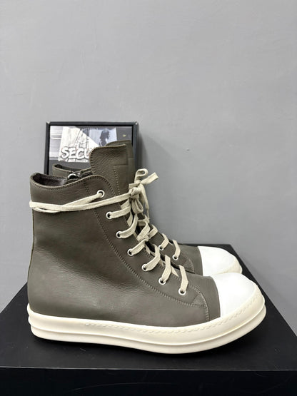 Rick Owens Gray-Brown Leather High-Top 44