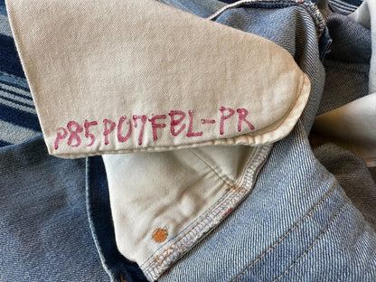 dark wash patchwork denim jeans