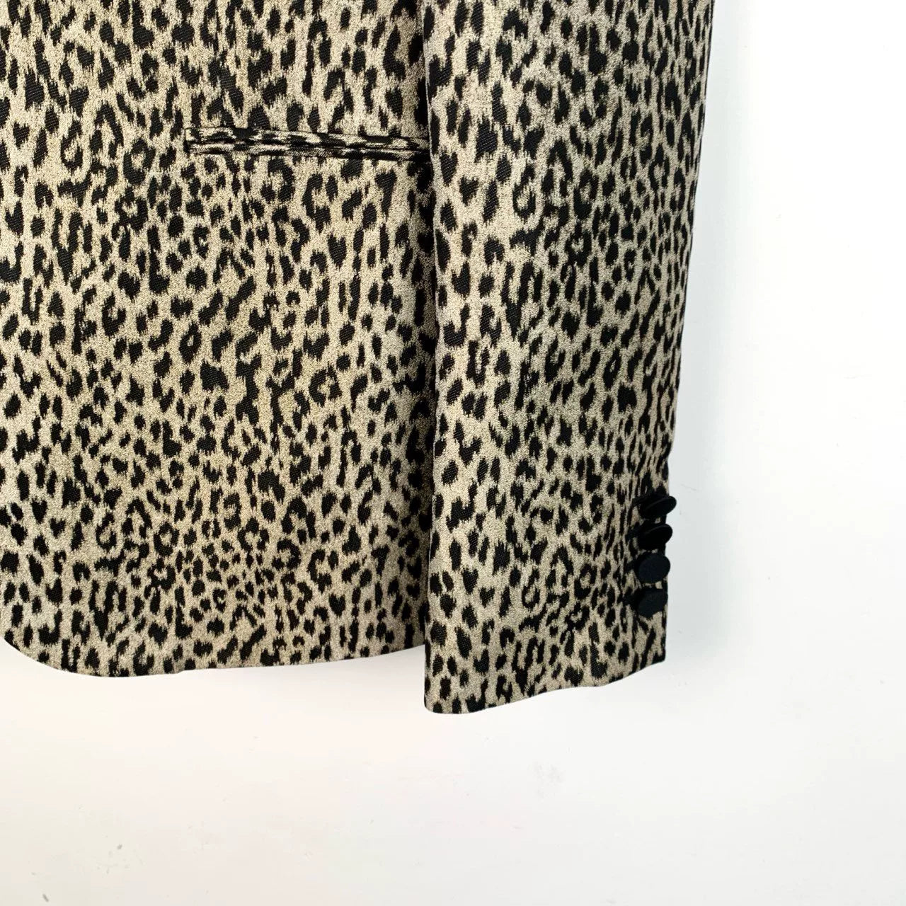 Saint Laurent Leopard Print V-Neck Blazer
