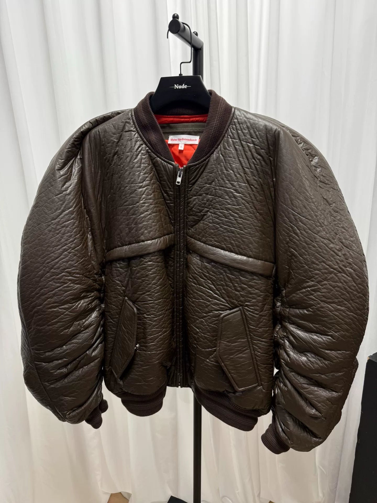 oversized brown bomber jacket by walter van beirendonck