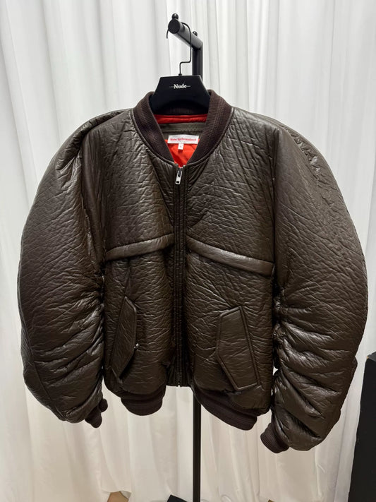 oversized brown bomber jacket by walter van beirendonck