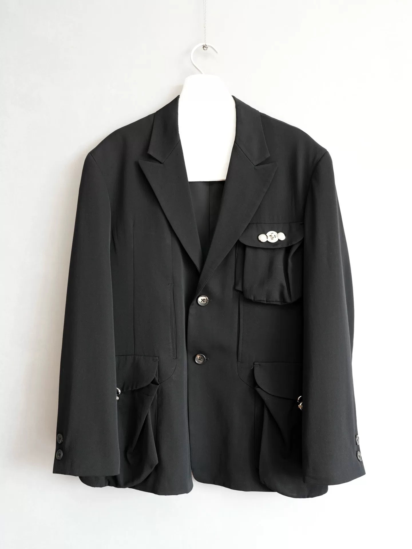 yohji yamamoto wool blazer with unique pockets