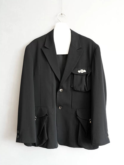 yohji yamamoto wool blazer with unique pockets