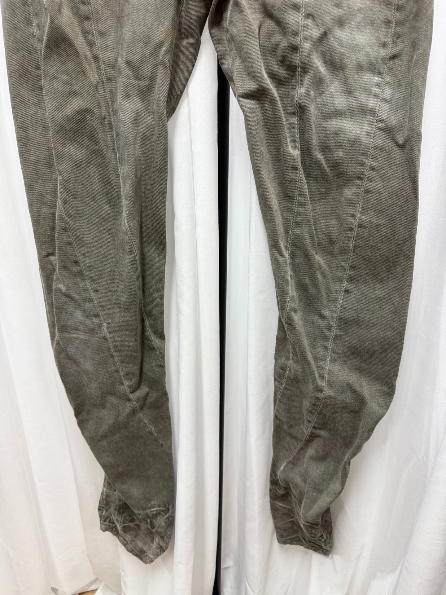 Gray Slim Pants with Distressed Detailing