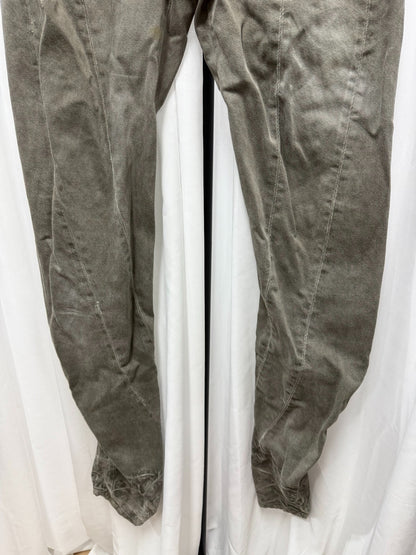Gray Slim Pants with Distressed Detailing