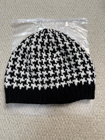 Chrome Hearts Cross Leather Patch Houndstooth Cashmere Beanie