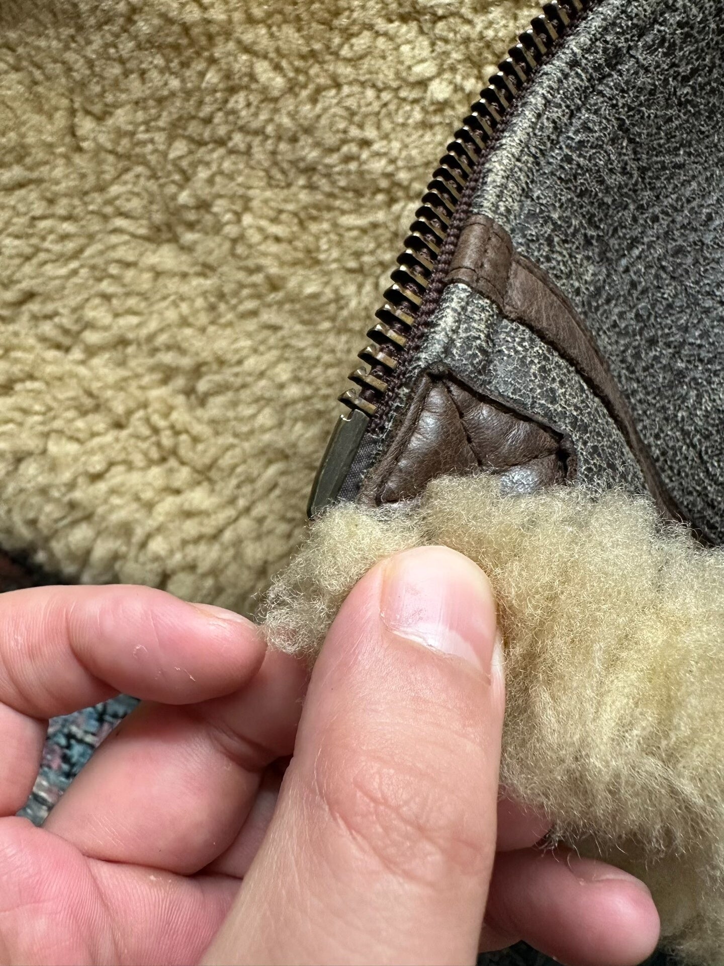 vintage ralph lauren shearling leather jacket