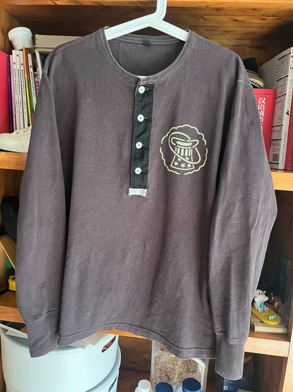 vintage washed henley long sleeve shirt