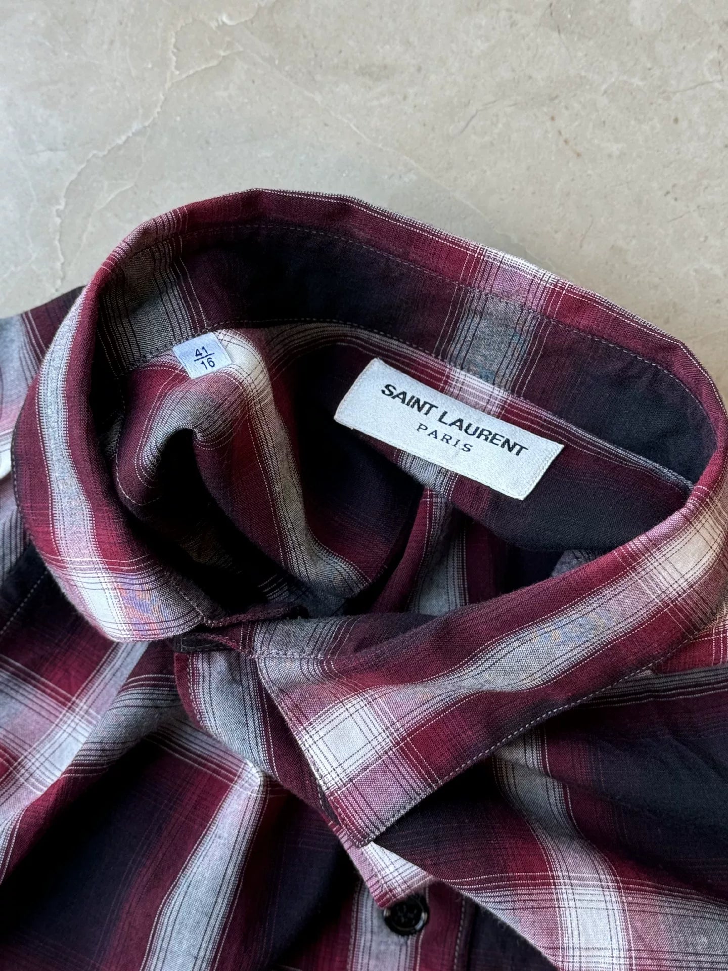 YSL Men's Red Plaid Shirt