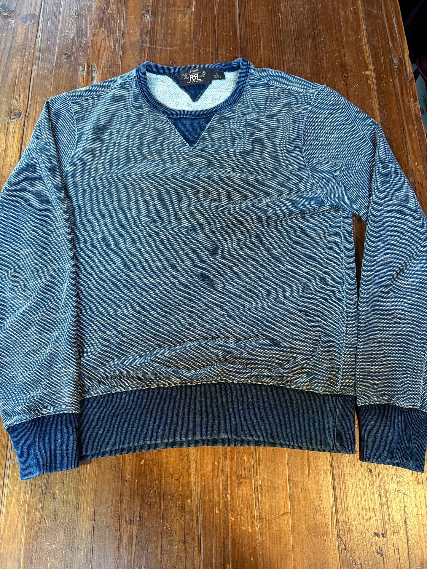 RRL Ralph Lauren Gray-Blue Colorblock Sweatshirt