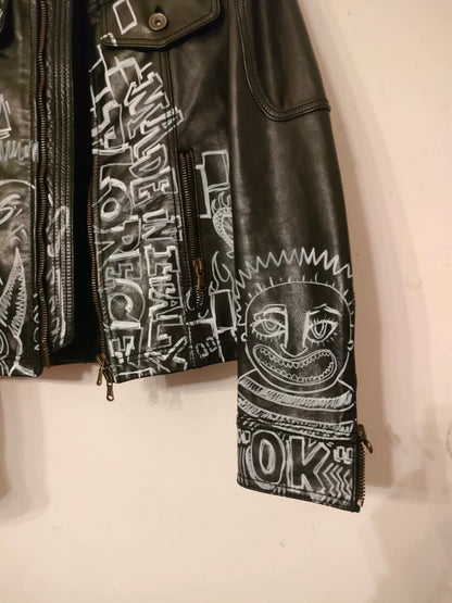 hand-painted leather jacket by Patrizia Pepe