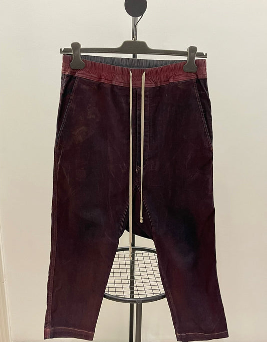 rick owens coated denim pants in grape purple