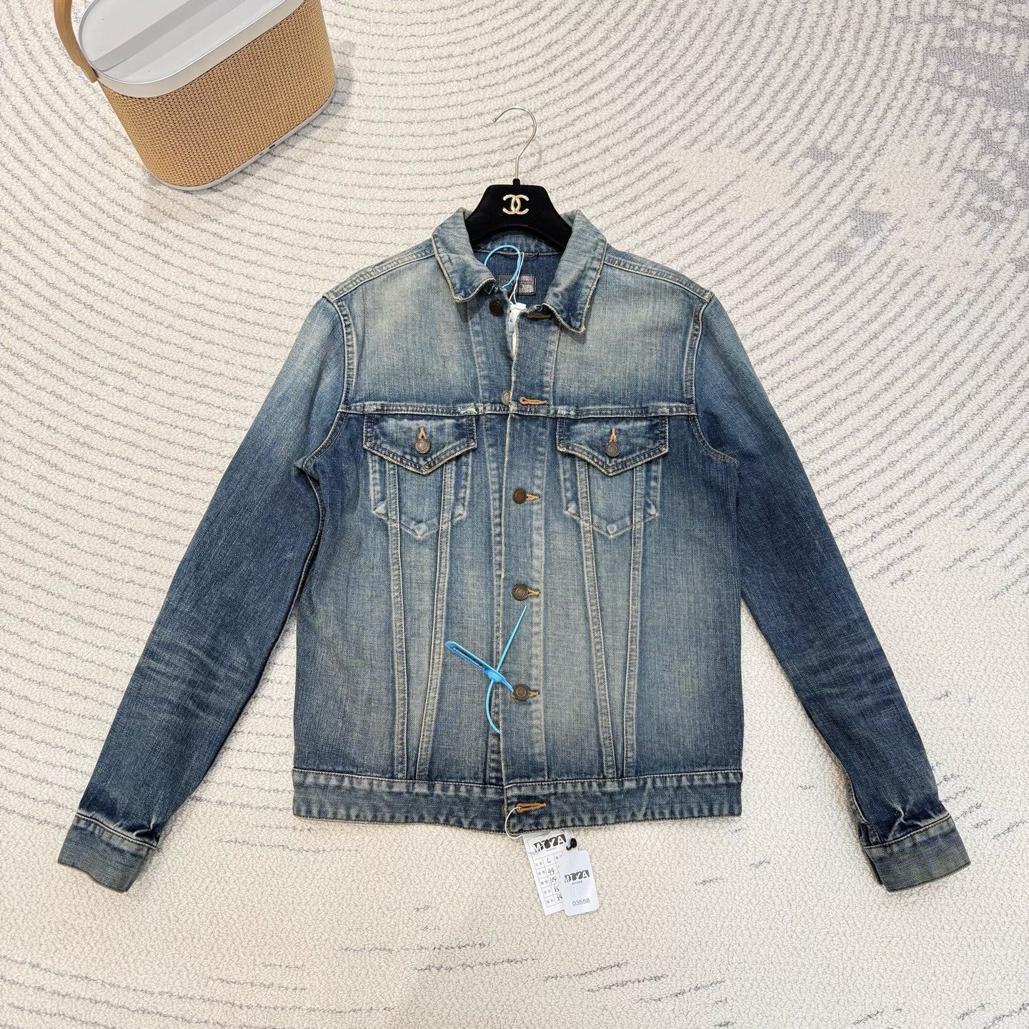Saint Laurent Blue Denim Shark Embroidery Jacket