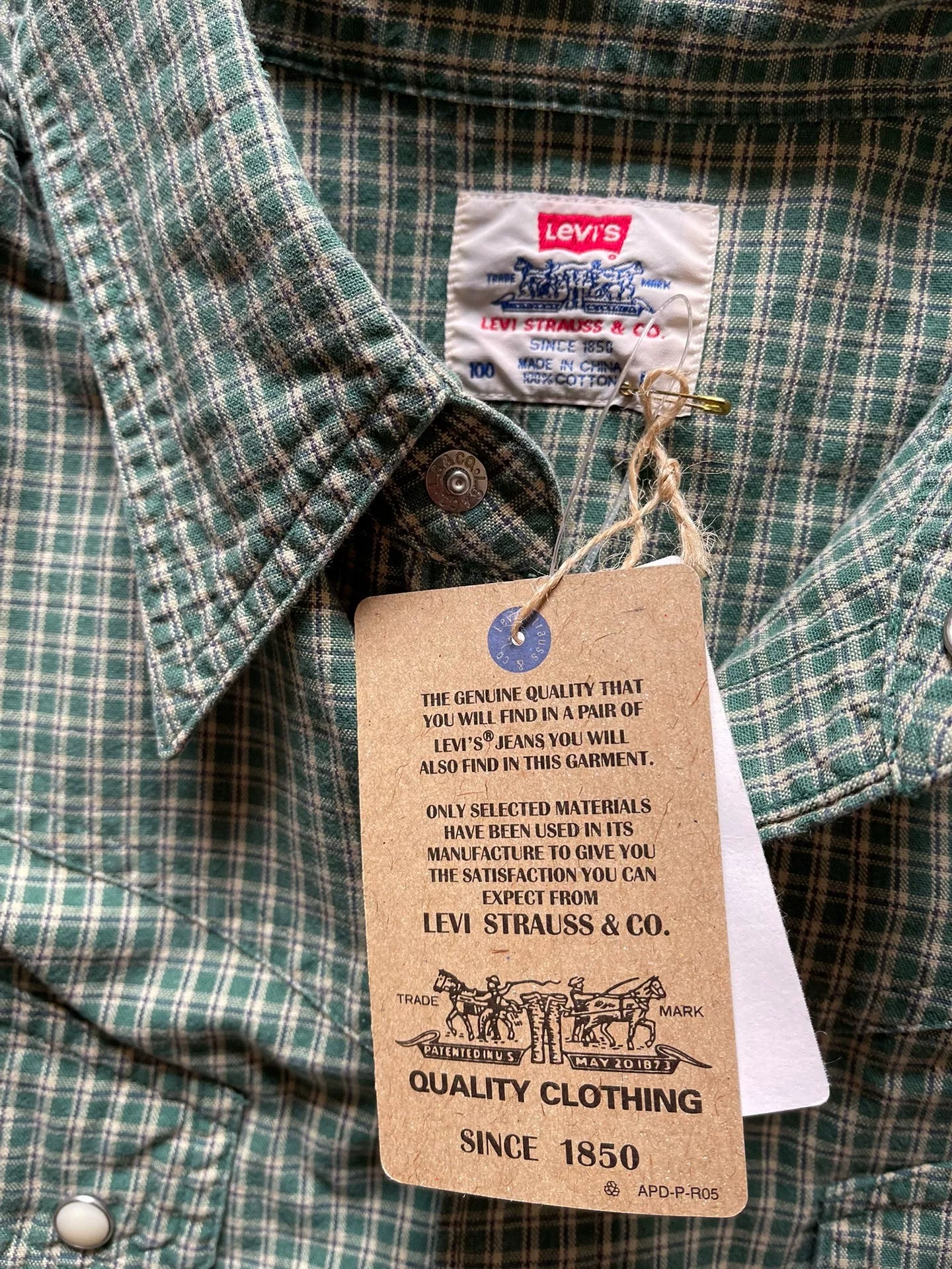 Levi's LVC Green Plaid Long-Sleeve Shirt L