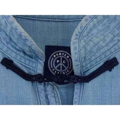 blue indigo dyed button shirt size s