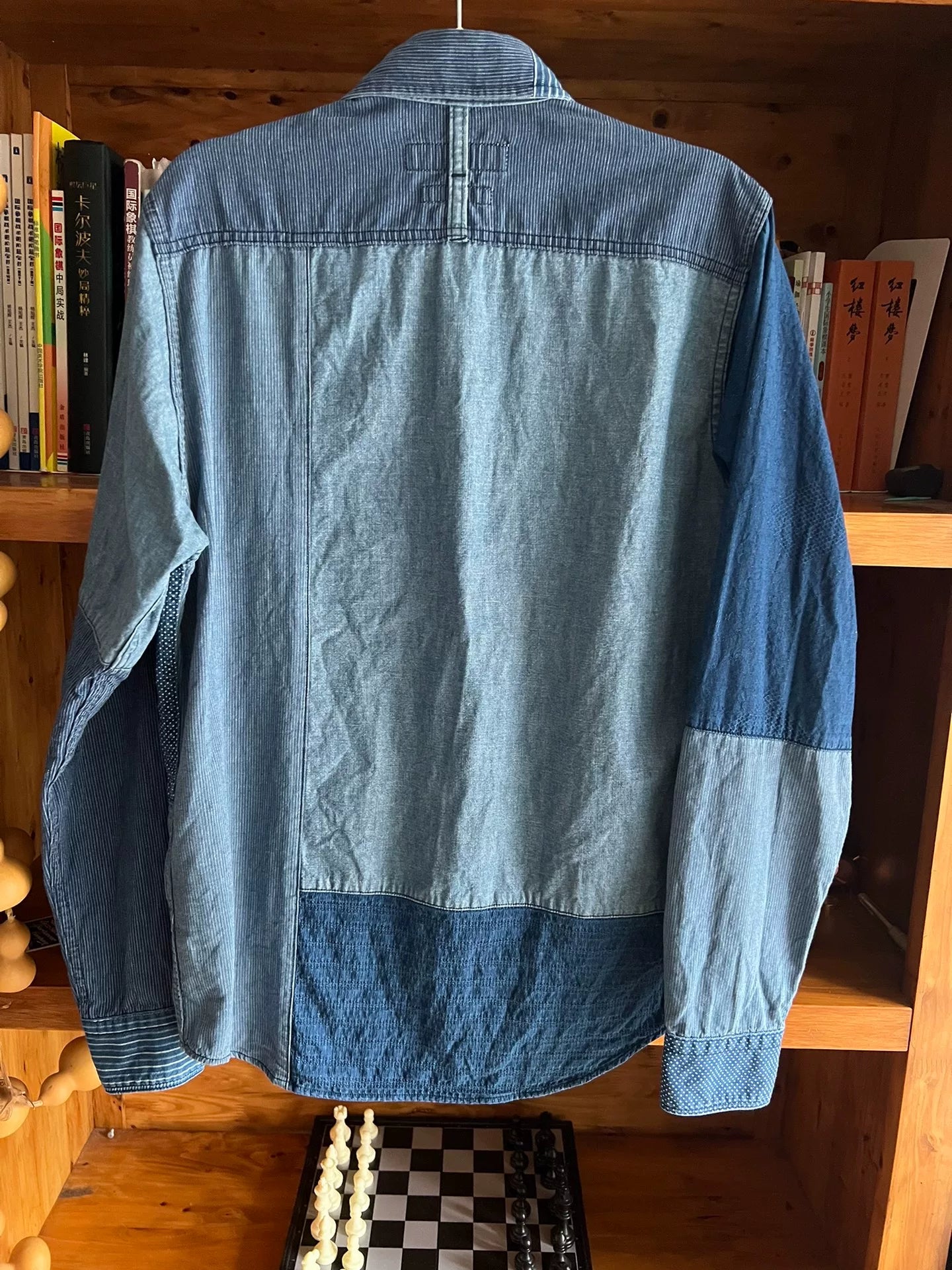 fdmtl patchwork denim shirt for men