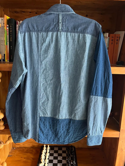 fdmtl patchwork denim shirt for men