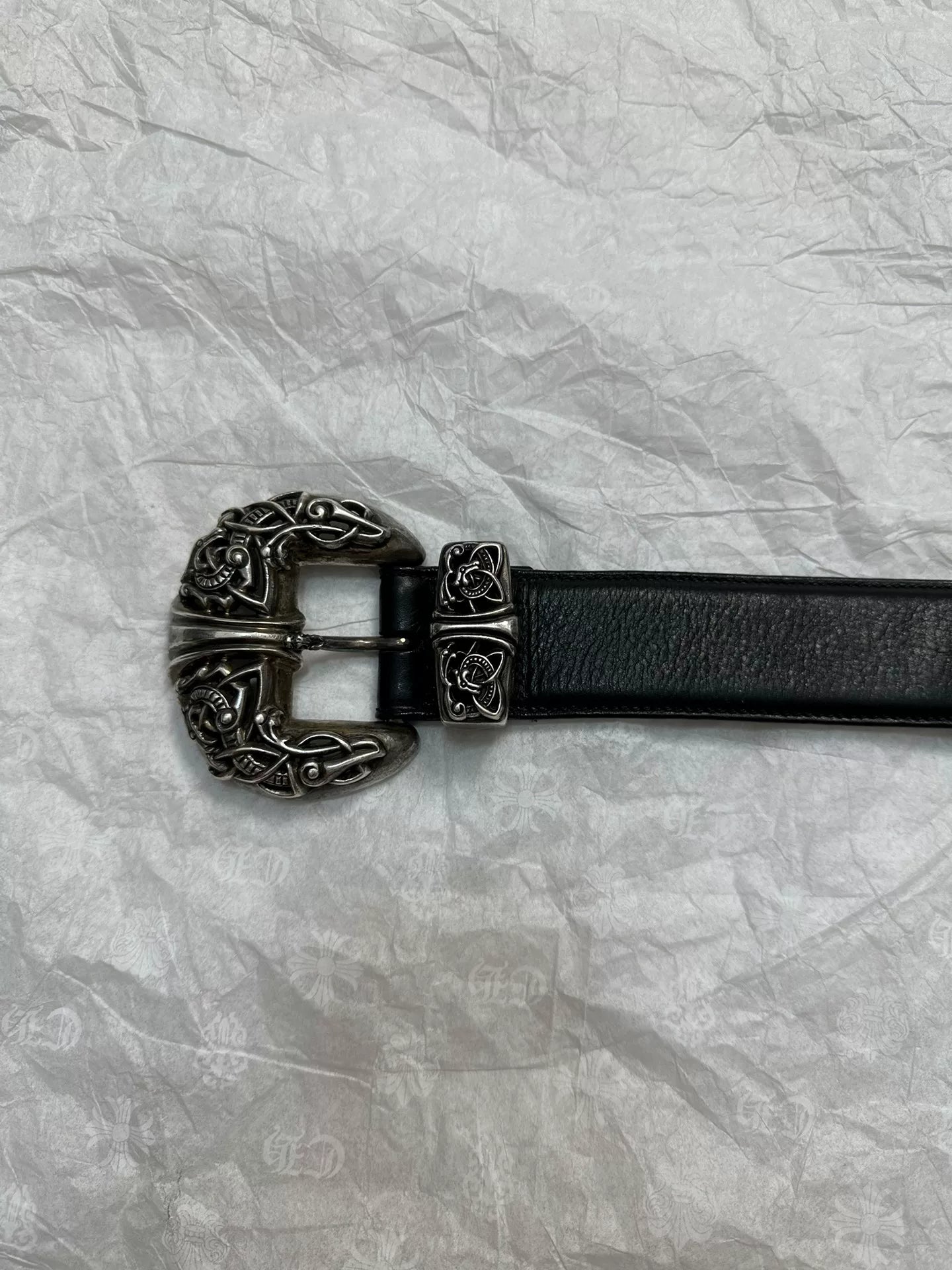 Chrome Hearts Celtic Dragon Carved Silver Belt