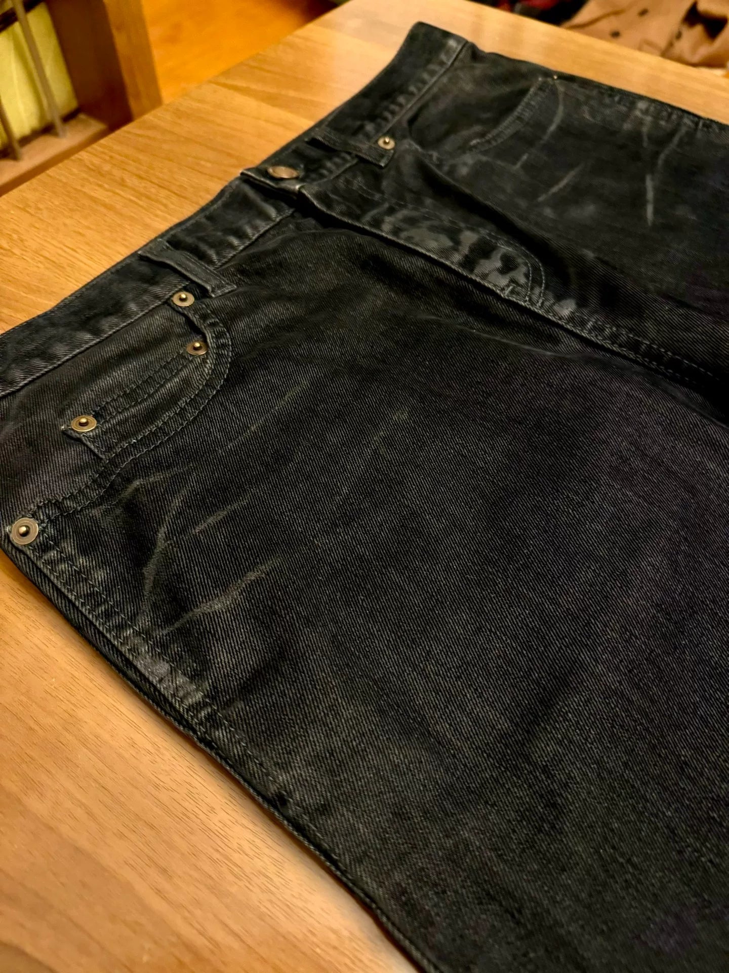 saint laurent black straight-leg denim pants