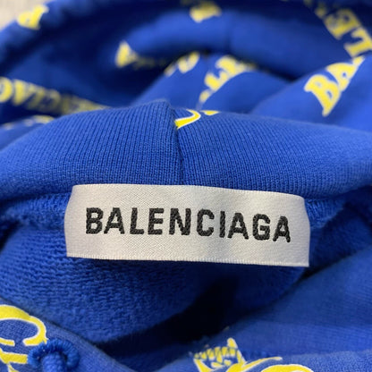 balenciaga blue printed hooded sweatshirt