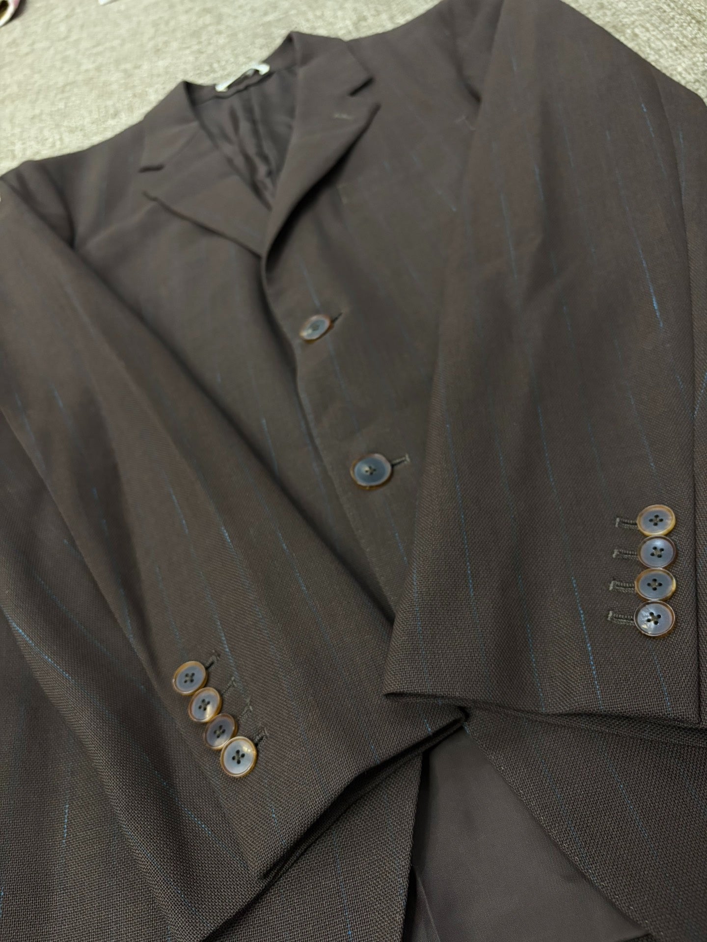 Auralee Strong Twisted Wool Pinstripe Suit