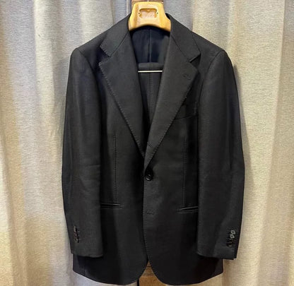 navy blue tailored suit jacket for men