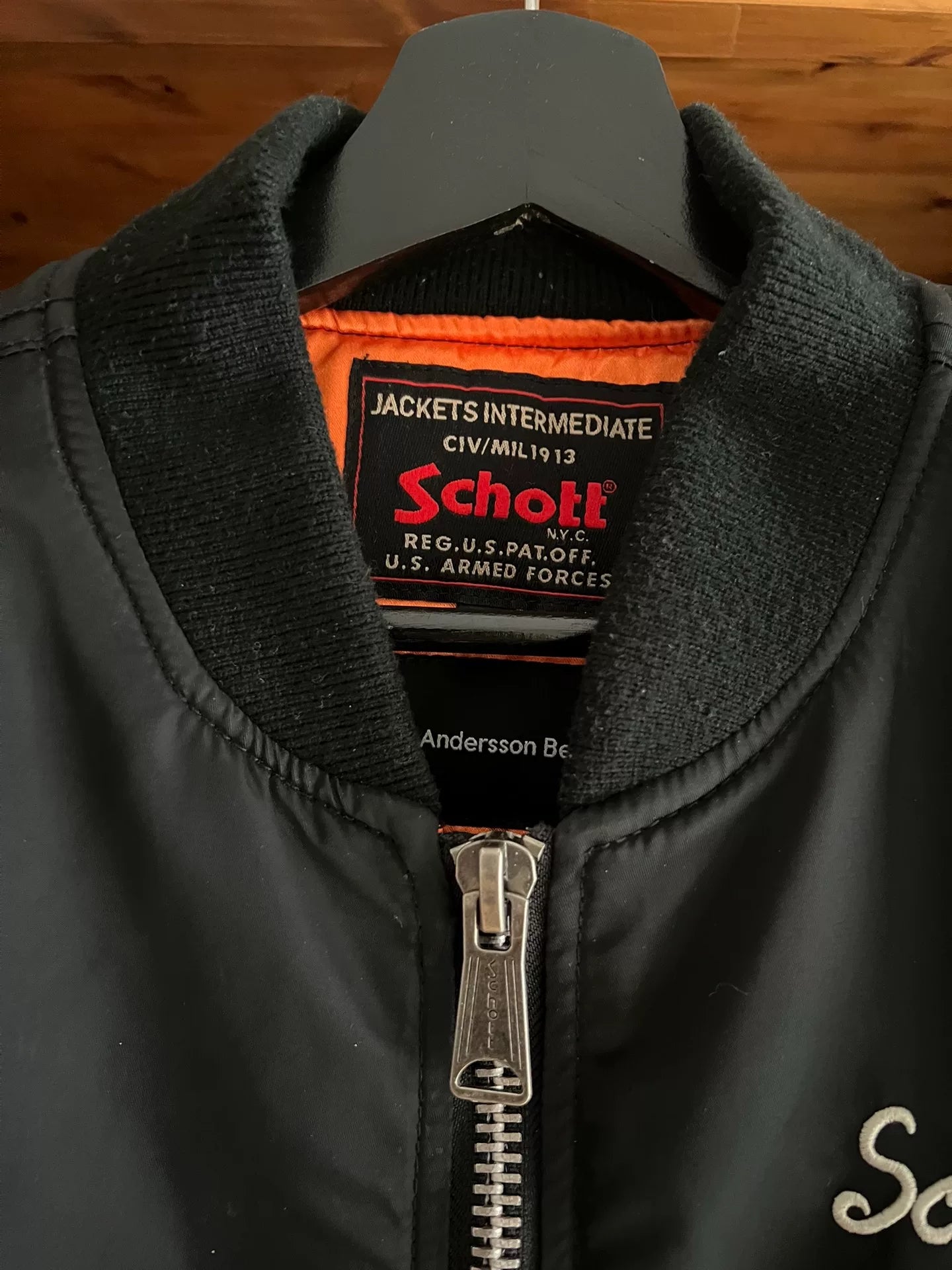 schott x anderson bell black embroidered jacket