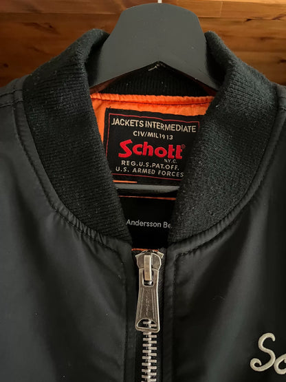 schott x anderson bell black embroidered jacket