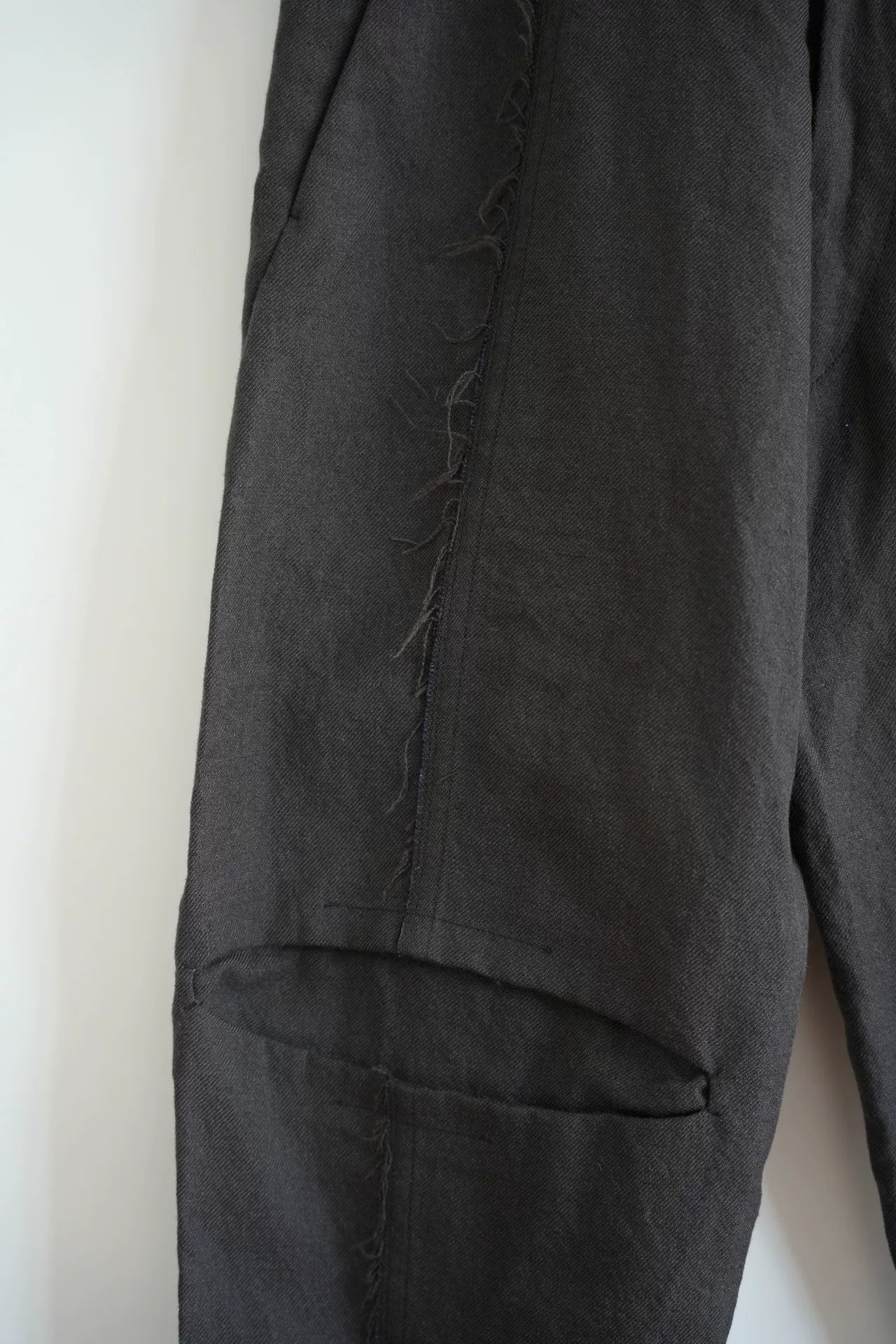 ziggy chen gray wool-linen cropped pants