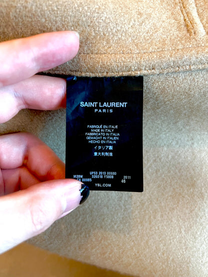 saint laurent wool hooded duffle coat