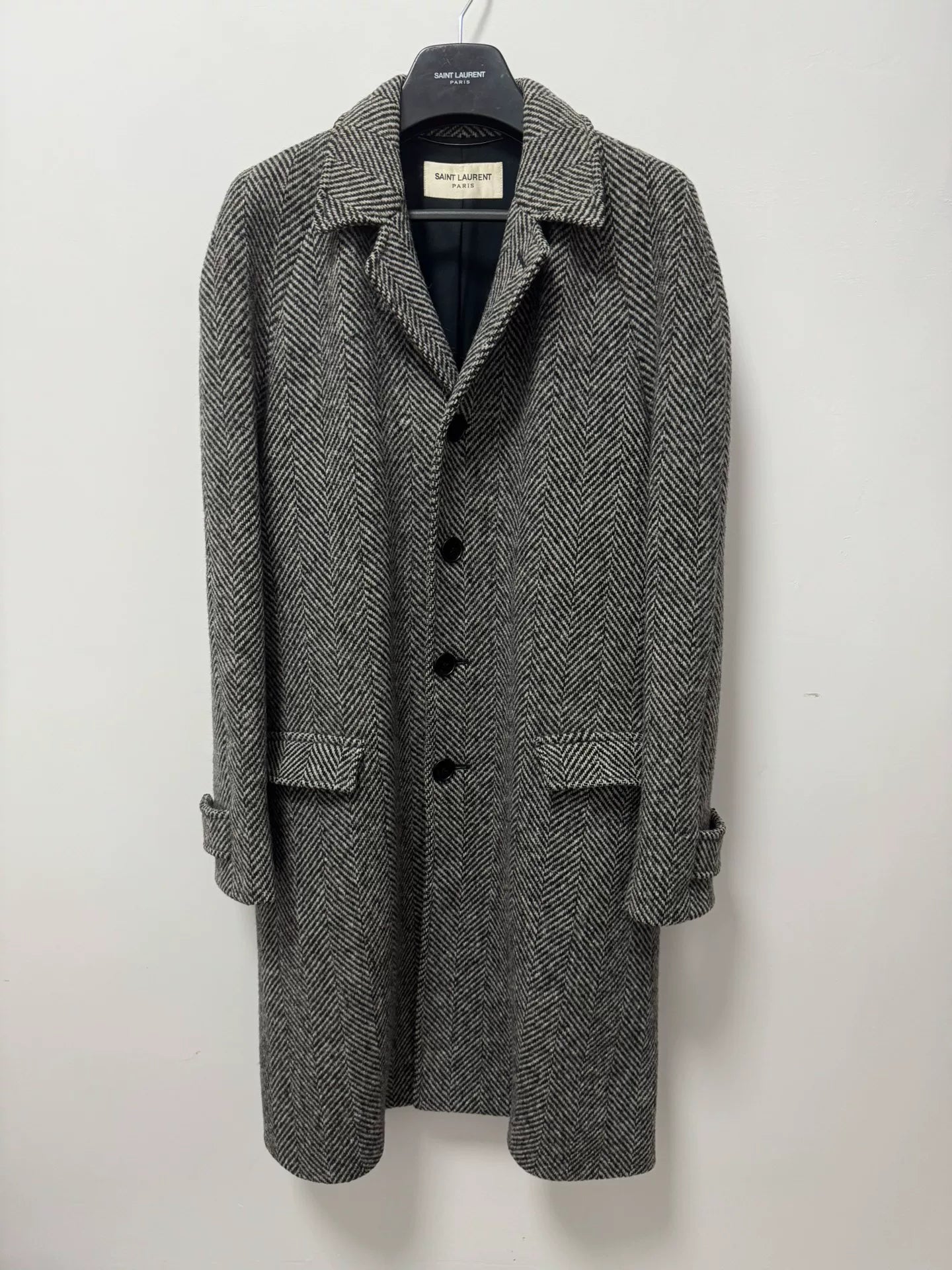 Saint Laurent Wool Houndstooth Coat