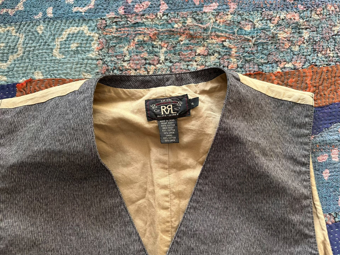 rrl salt and pepper vest in xl