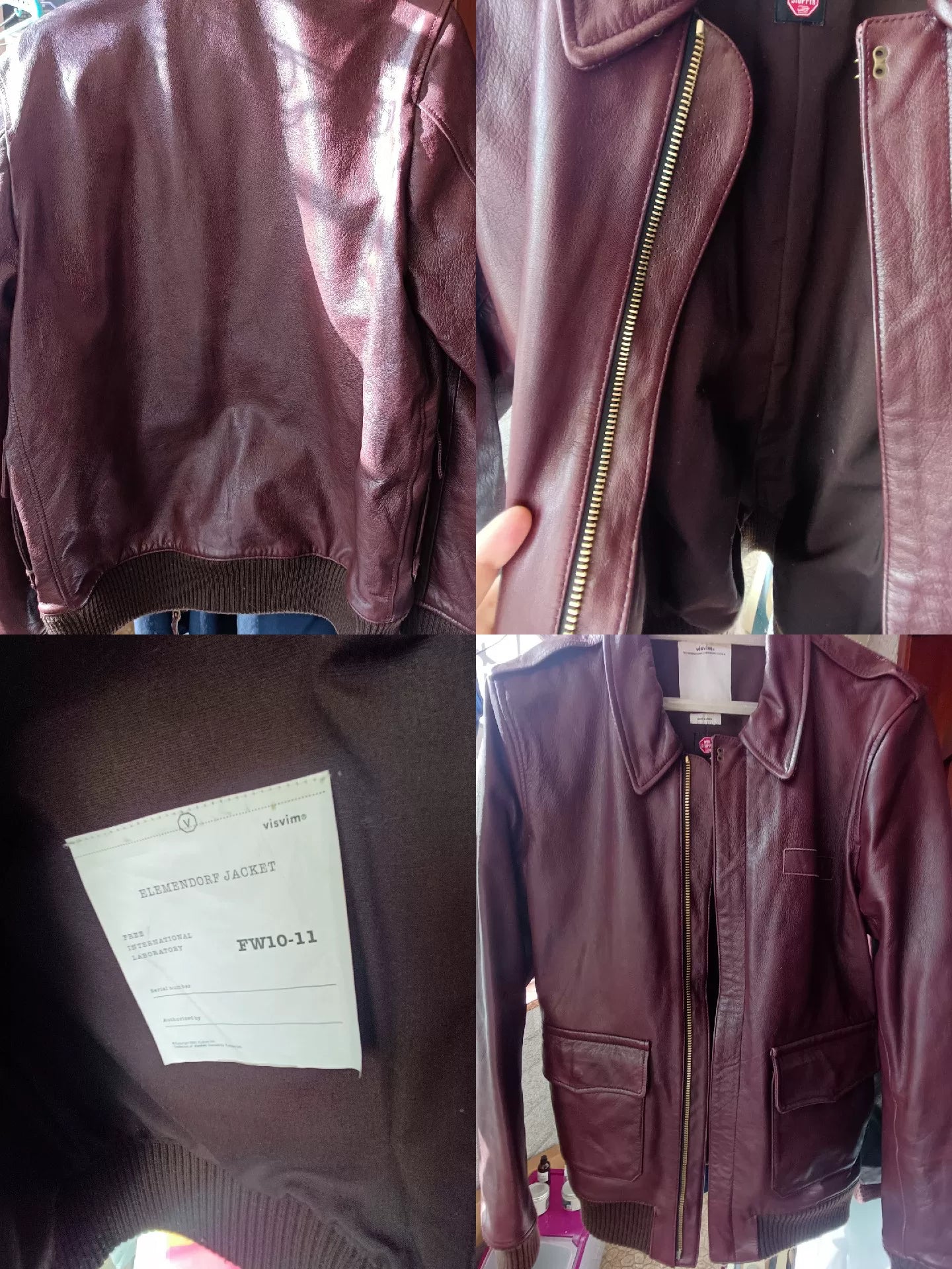 VISVIM Burgundy A2 Pilot Leather Jacket M
