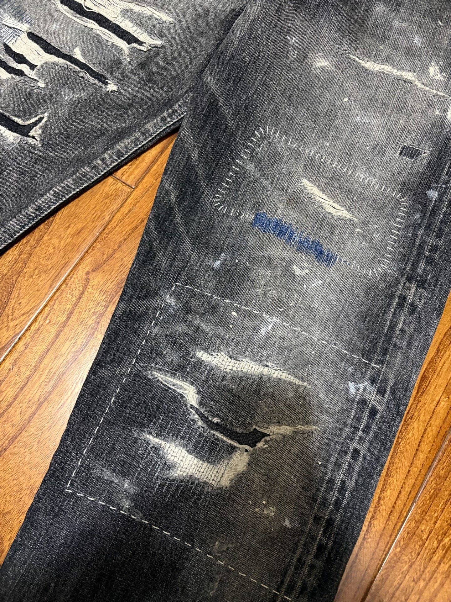 neighborhood scratch savage denim pants