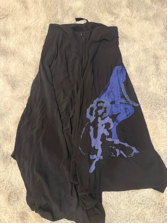 Yohji Yamamoto Blue Silk Print Pants