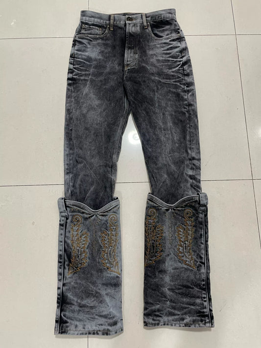 y/project cowboy jeans with removable leg pieces