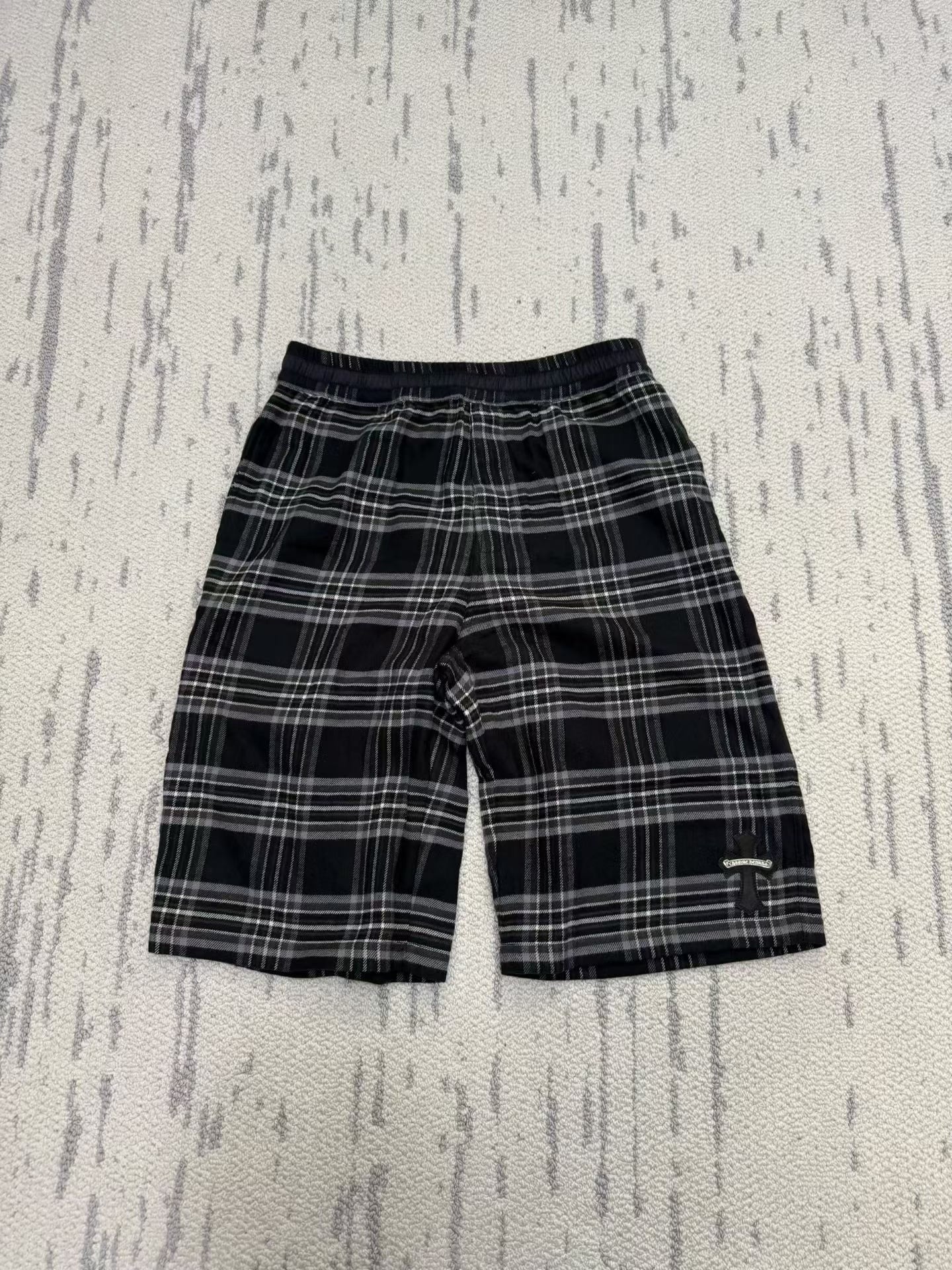 Chrome Hearts Black-Gray Plaid Cropped Wide-Leg Pants