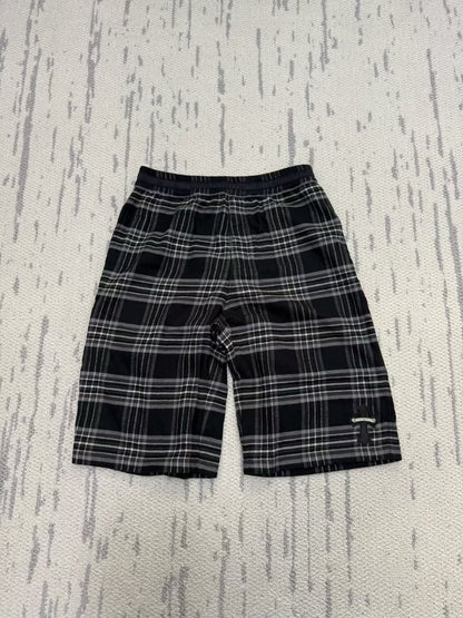 Chrome Hearts Black-Gray Plaid Cropped Wide-Leg Pants