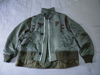 sacai nylon twill mix bomber jacket