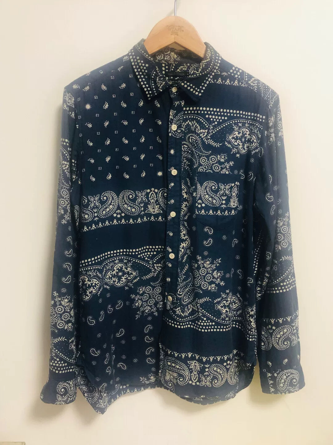 vintage indigo paisley print shirt