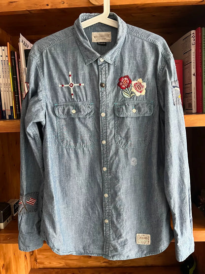 classic embroidered denim work shirt