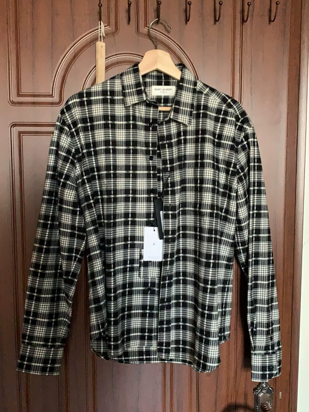 Saint Laurent Black White Plaid Shirt