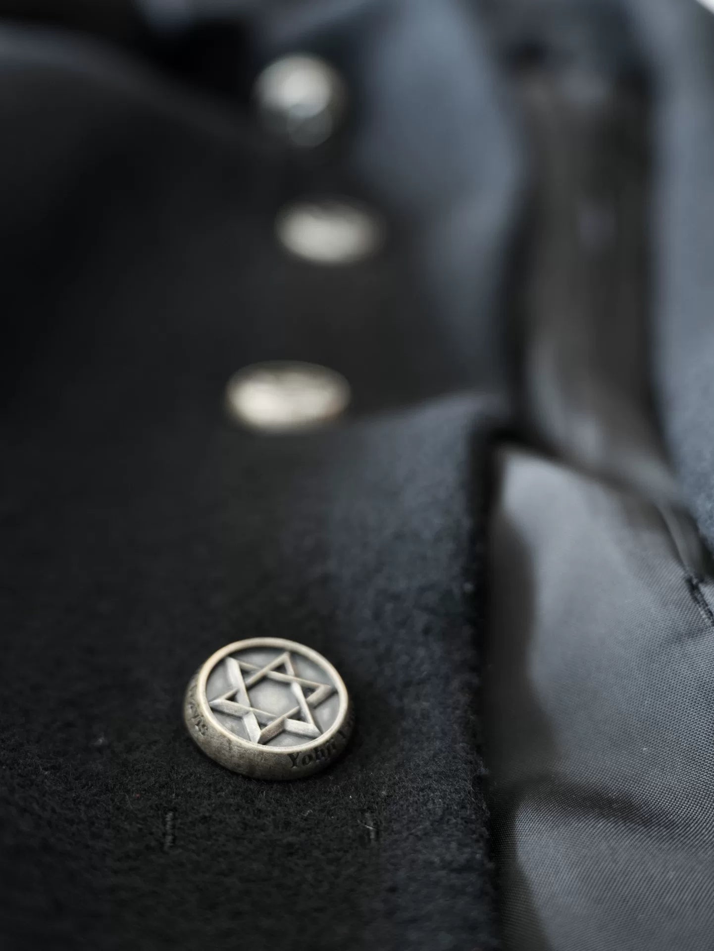 yohji yamamoto black jacket with silver buttons