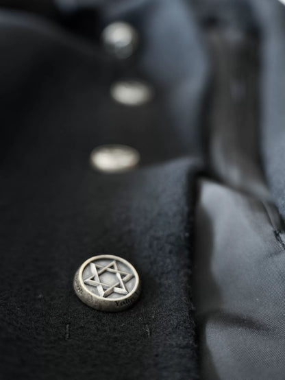 yohji yamamoto black jacket with silver buttons