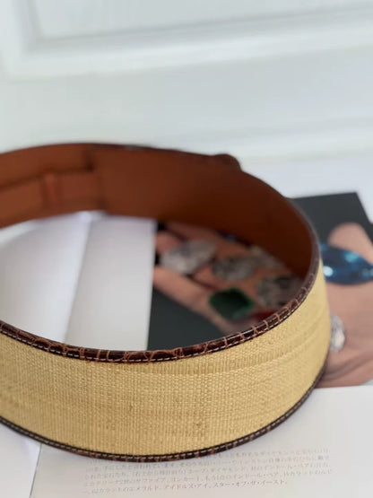 Ralph Lauren Western Straw Leather Belt